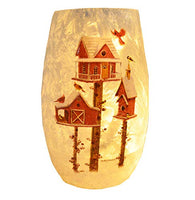 Stony Creek - Frosted Glass - 5" Lighted Vase - Red Birdhouses