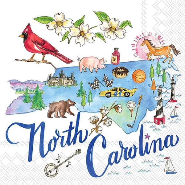 Boston International - 3-Ply 5" Cocktail Napkins - State Collection - North Carolina