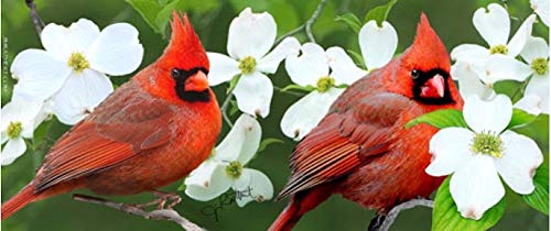 Jim Rathert - 15 oz. Mug - Northern Cardinals with Flowering Dogwood
