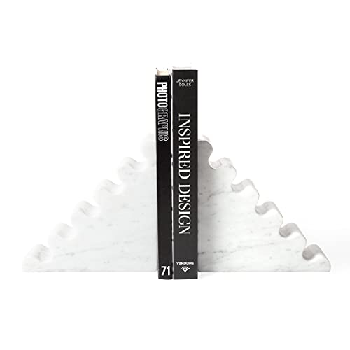 Jonathan Adler - White Carrera Marble Bookend Set - Ripple
