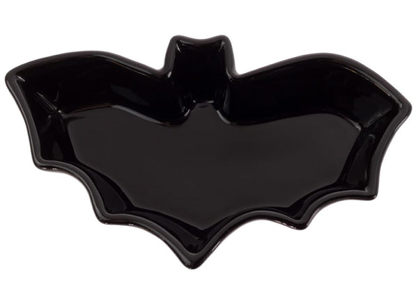 Boston International - Ceramic Serving Platter - Black Bat-Shaped