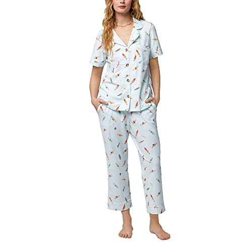 BedHead - Classic Stretch Cropped Jersey PJ Set - Retro Surf - Large