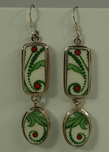 Hand Cut China - Sterling Silver Earrings - Winter Holiday
