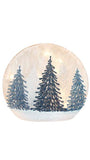 Stony Creek - 7" Frosted Glass Lighted Vase - Winter Blue Forest