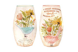 Stony Creek - 7" Frosted Glass Lighted Vase - Scripture Birds