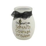 Stony Creek Serenity Pre-Lit Small Jar, 4.0inch, Glass, Lords Prayer Ribbon Frosted, Seasonal Celebration Lighting, Spi1280, Off-white, 4.00 In H X 3.25 In W X 3.00 In D