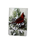 Stony Creek - Frosted Glass - 6" Lit Rectangle Vase - Winter Snow Cardinals