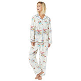 The Cat's Pajama Flannel Pajama - Flower Cart White - Women Medium