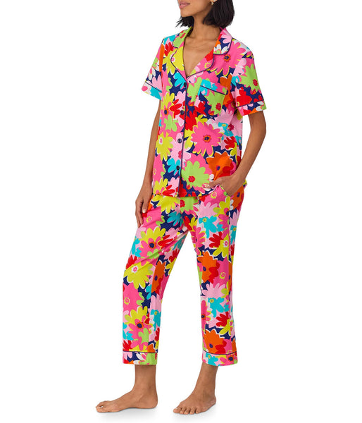 BedHead - Classic Stretch Cropped Jersey PJ Set - Pop Floral - Pop Floral - Medium
