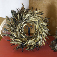 Zucker Feather - Natural Schlappen Feather Wreath - 18" Gold