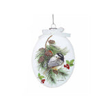 Stony Creek - 5" Light Up Glass Ornament - Chickadees White