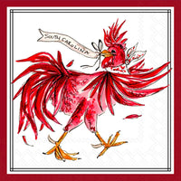 Boston International - 3-Ply 5" Cocktail Napkins 20 Count - Hometown Pride/ White Rooster