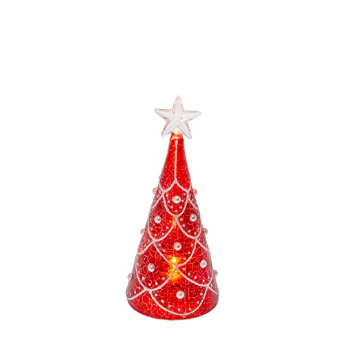 Boston International - LED Small Tabletop Tree - Red & White Pearl