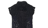 Coco & Carmen - Crochet Cable Knit Vest - Black - Small / Medium
