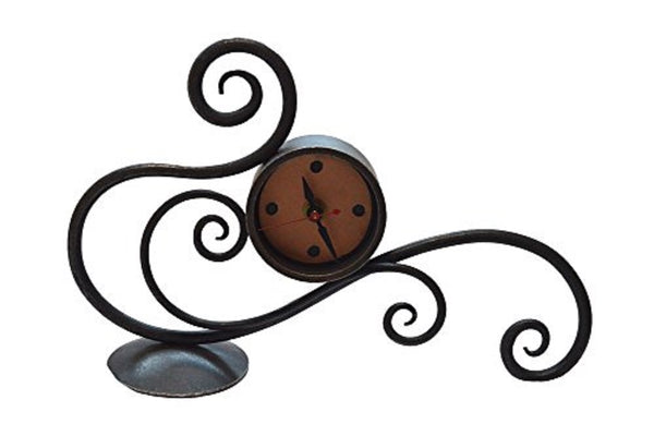 Blackthorne Forge - Iron Sculpture - Iron Scrolled Table Clock