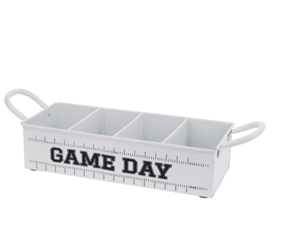 Boston International - White Utensil & Napkin Metal Caddy -  Game Day