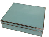 JM Piers - Glass Footed Jewelry Box - Lizard Print - Teal