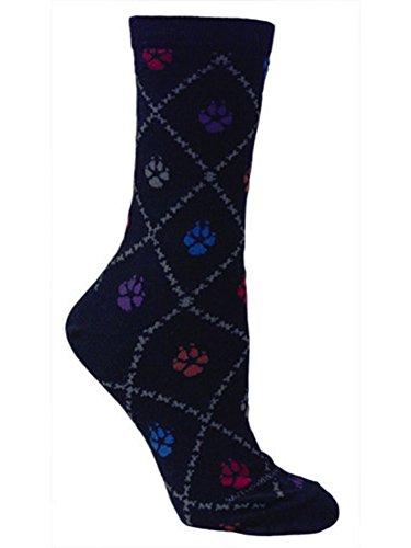 Wheel House Designs Socks - Dog Paws on Black - 9-11