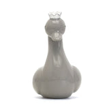 Child to Cherish Ceramic Swan Piggy Bank with Silver Crown, Gray