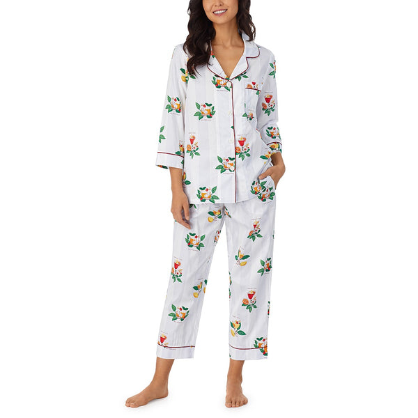 BedHead - 3/4 Sleeve Cropped Sateen PJ Set - Nightcap - Small