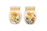 Stony Creek - 4" Glass USB Lighted Jar w/Ginham Ribbon - Yellow Flowers