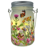 GC - 5.5" LED Frosted Glass Mason Jar - Field of Monarchs