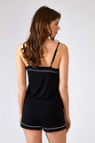 Pretty You London - Bamboo Cami Shorts PJ Set - Black - Size 12