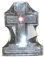 Encore - Free Standing Silver Cross with Gemstone - Pink Gemstone - July