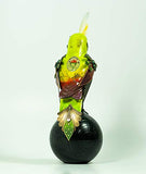 Mullanium - Steampunk Inspired Sculpture - Chartreuse Parrott on Ball