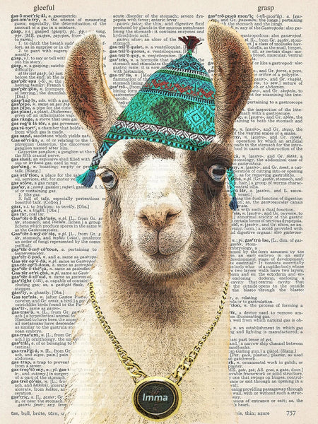 ArtNWordz -  Vintage Recycled Dictionary Print - Imma Llama