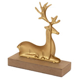Boston International Christmas Statue Figurines for Tabletop Mantel Shelf Winter Holiday Decorations for Home, Set of 2, Metal Gold Leaf Deer