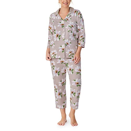 Bedhead - 3/4 Sleeve Classic Flannel Cropped PJ Set - Winter Magnolia - Large