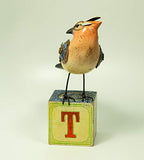 Mullanium - Steampunk Inspired Sculpture - Cedar Waxwing on Block
