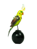 Mullanium - Steampunk Inspired Sculpture - Chartreuse Parrott on Ball