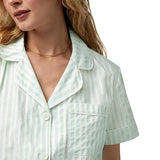 Bedhead - Women's S/S Cotton Sateen Shorty Set - Mint 3-D Stripe - Medium