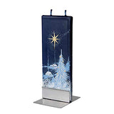 Christmas Night with a Star - Flatyz Hand Painted Flat 2-Wick Unscented Pillar Candle