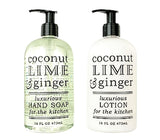Greenwich Bay Kitchen Collection COCONUT LIME & GINGER Scented Liquid Hand Soap & Lotion Combo with Shea Butter - 16 fl oz Pump Bottles