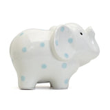 Child To Cherish - White Elephant Money Bank - Blue Polka Dot