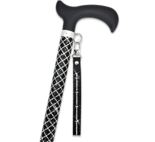 Jacqueline Kent Sugar Cane - Adjustable Cane - Little Black Dress Black Silver Cross