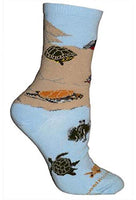 Wheel House Designs Socks - Turtles on Light Blue - 9-11