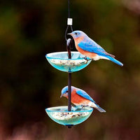 Couronne - Mosaic Birds Double Hanging Poppy Feeder - Aqua