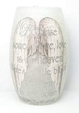 Stony Creek - Frosted Glass - 5" Lighted Vase - Angel Wings Bereavement - Silver