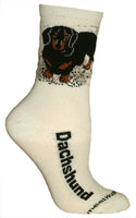Wheel House Designs Socks - Dachshund (Black) on Natural - 9-11