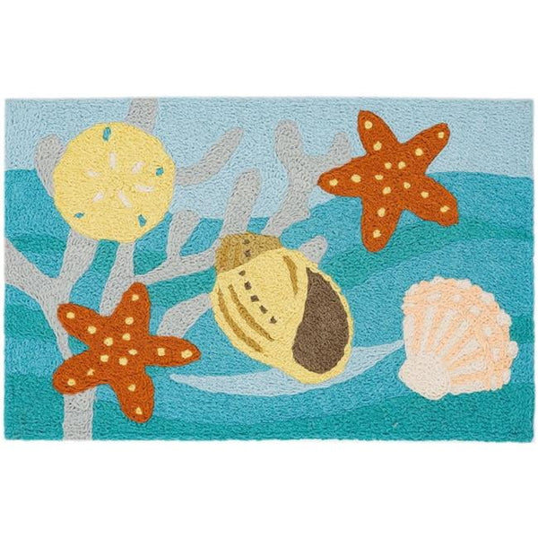 Jellybean - 20x30 Indoor/Outdoor Accent Rug - Shells on Blue Waves