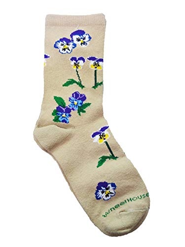 Wheel House Designs Socks - Pansies on Tan - 10-13