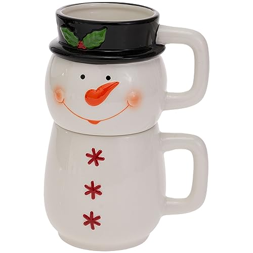 Boston International - 14oz. Ceramic Mug Stack - Festive Snowman