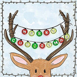 Boston International - 3-Ply 5" Cocktail Napkins 20 Count - Merry Reindeer