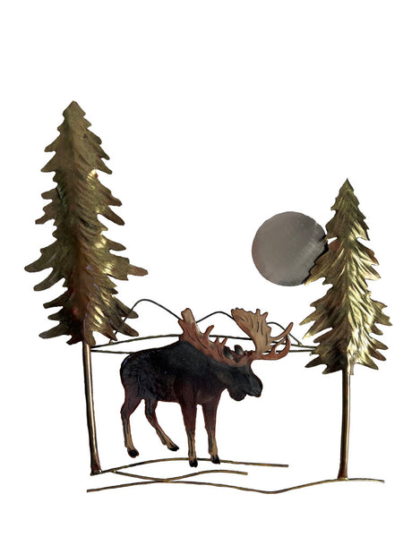 Bovano - Wall Sculpture - Moose w/ Pine Tree & Moon