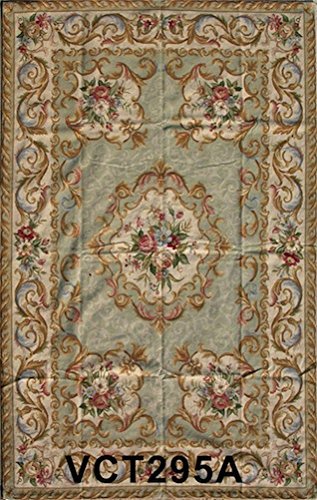 Marcella Fine Rugs - Aubusson Medallion 5'x3' Rug - Sage & Ivory