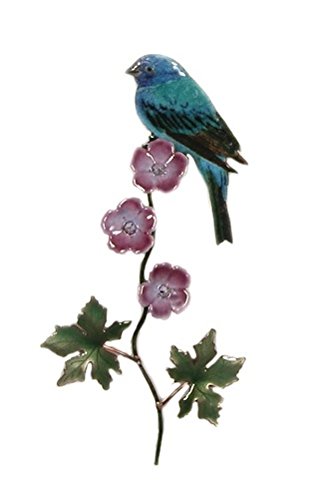 Bovano - Wall Sculpture - Indigo Bunting On Cranesbill